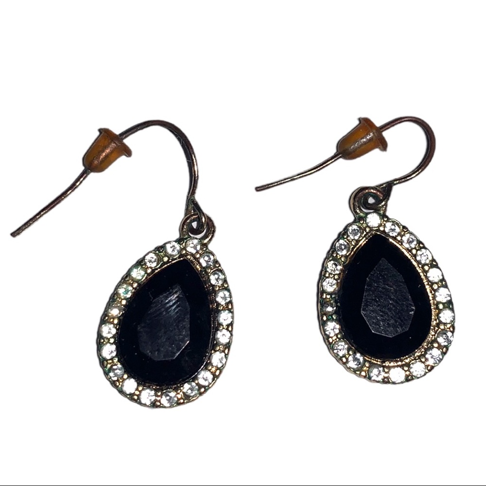 Rhinestone Gem Blue Cobalt Jelly Belly Dangle Hook Earrings